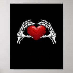 Poster Squelette Mains Tenant Un Coeur Rouge Design Class