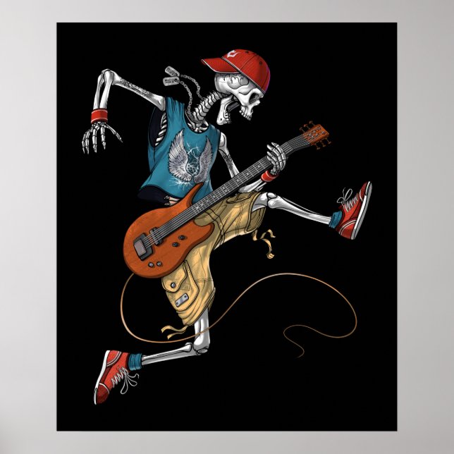 Poster Squelette Metal Guitariste (Devant)