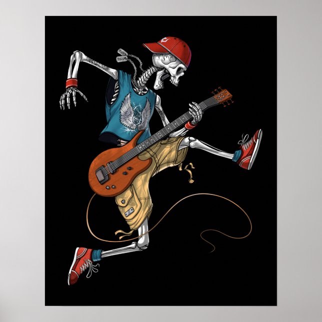 Poster Squelette Metal Guitariste (Devant)