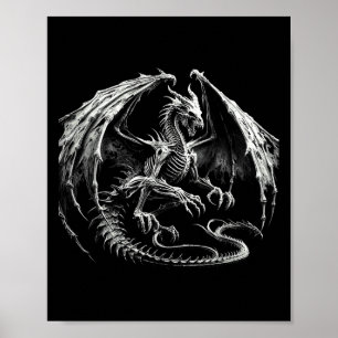 Poster Squelette Mythique Dragon Respirer Imaginaire de f