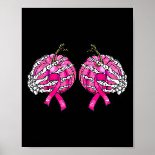 Poster Squelette poitrine Citrouille cancer du sein Hallo