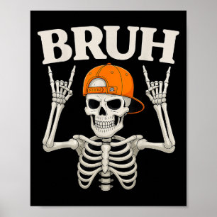 Poster Squelette Rock On Bruh Halloween pour hommes garço
