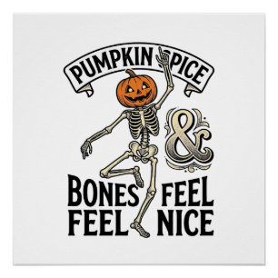 Poster Squelette Spice Pumpkin Vintage Danse Halloween Sh