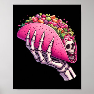 Poster Squelette Tenant Taco À La Main Pour Cinco De Mayo