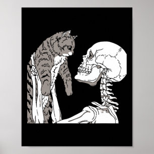 Poster Squelette tenant un chat Lazy Costume d'Halloween 