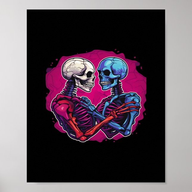 Poster Squelette traditionnel américain tenant main tatou (Devant)