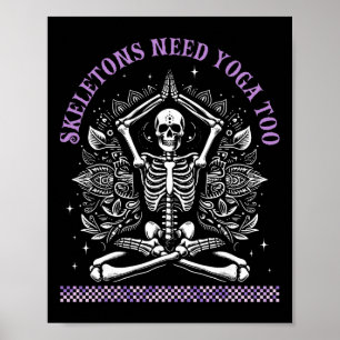 Poster Squelettes de yoga Namaste Drôle de méditation Hal