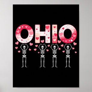 Poster Squelettes drôles de l'Ohio dans la Saint-Valentin