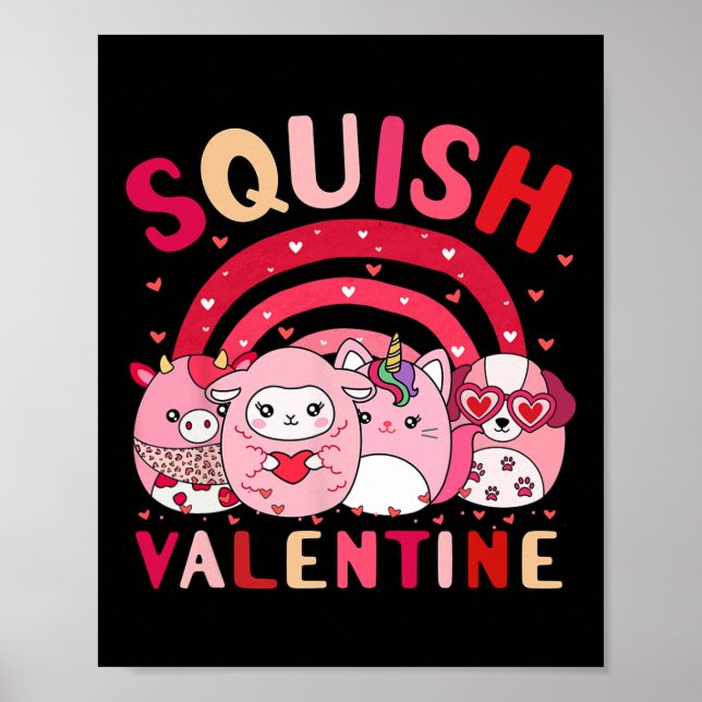 Poster Squish Valentine Squad Cadeaux Mignonne Pour Enfan (Devant)