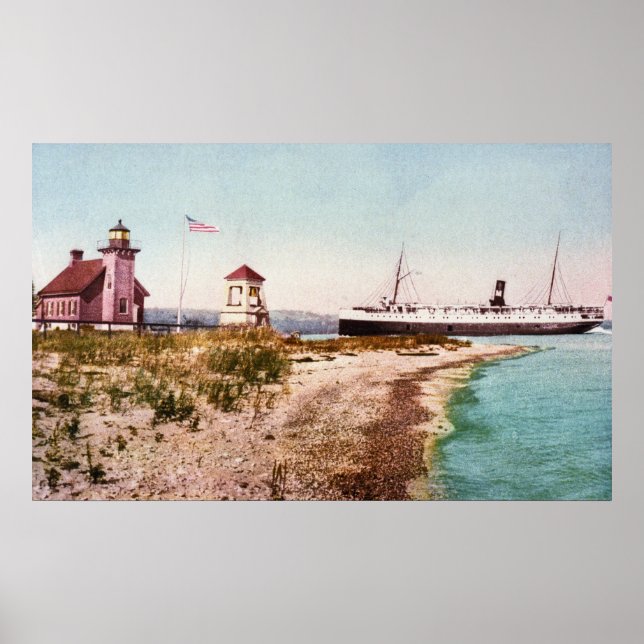 Poster SS Manitou à Harbour Point, Michigan (Devant)