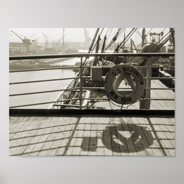 Poster SS Washington Luxury Liner Cruise Ship 1930's Deck (Devant)