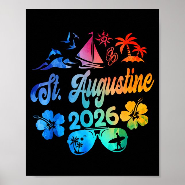 Poster St. Augustine Florida 2026 Vacation Tie Dye Summer (Devant)
