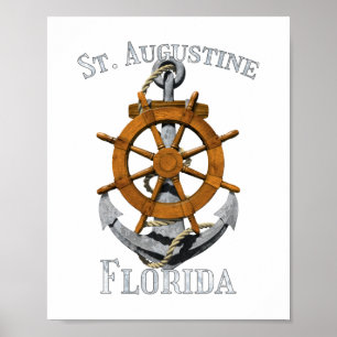 Poster St Augustine Florida Vacation Nautique Ancre Hel