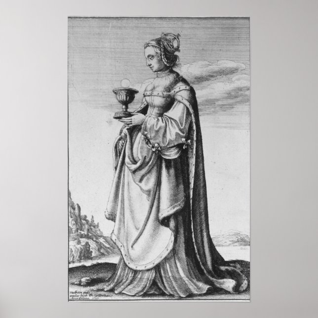 Poster St. Barbara, gravée par Wenceslaus Hollar, 1647 (Devant)