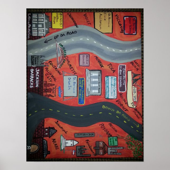 Poster St. Bernard LA "Up da road" & "Down da road" (Devant)