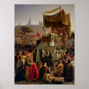 Poster St Bernard prêchant la deuxième croisade