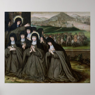 Poster St Claire avec sa soeur, Agnès et nonnes