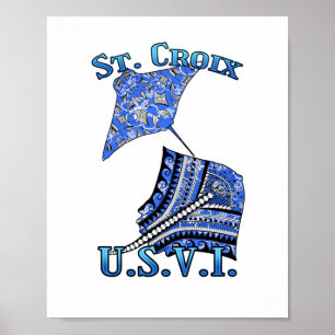 Poster St Croix U V.I. Vacation Tribal Stingray Océan