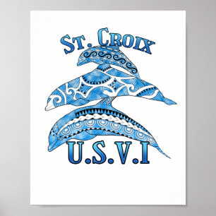 Poster St. Croix USVI Dauphins tribaux de vacances