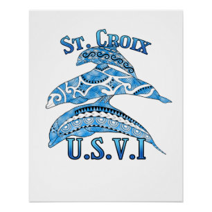 Poster St. Croix USVI Dauphins tribaux de vacances
