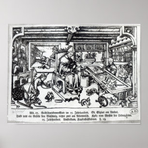 Poster St. Eligius comme orfèvre dans son atelier