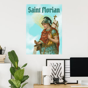 Poster St. Florian avec seau (Ciel clair; M 019)