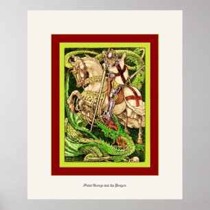 Poster St George et l'art vintage Nouveau de ~ de dragon