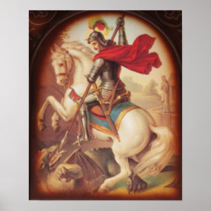 Poster St George tuant la peinture d'art de dragon