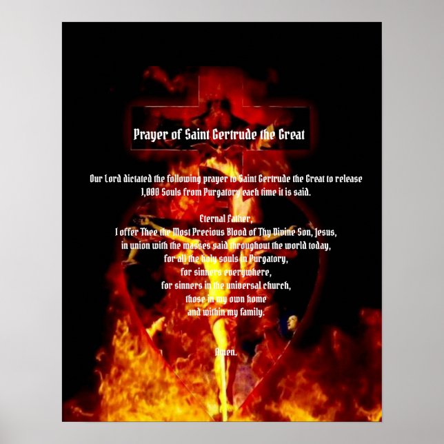 POSTER ST. GERTRUDE PRIÈRE CRUCIFIXION SAINTE TRINITÉ (Devant)