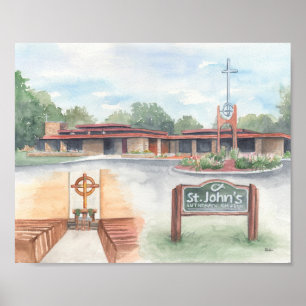 Poster St. John's Church Evansville, WI - 8x10 Imprimer