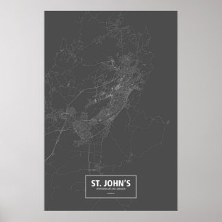Poster St. John's, Terre-Neuve-et-Labrador (blanc sur noi