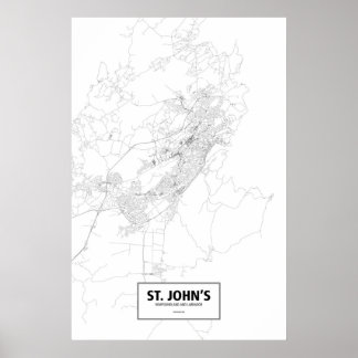 Poster St. John's, Terre-Neuve-et-Labrador (noir sur blan