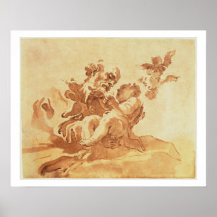 Poster St Joseph adorant l'enfant du Christ (stylo,