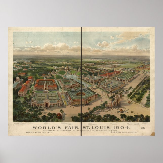 Poster St Louis 1904 World's Fair Expo Antique Panorama (Devant)
