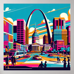 Poster St Louis, Missouri L'arc de passerelle