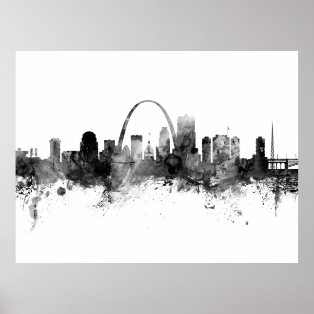 Poster St Louis Missouri Skyline noir blanc (Devant)