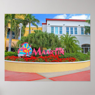 Poster St Maarten, signe bienvenu, photographie,