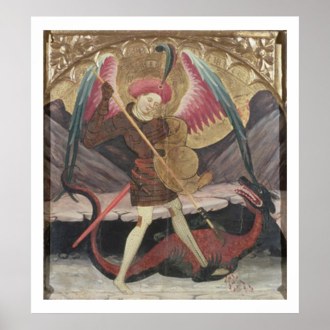 Poster St Michael Vanquishing Evil, c.1480 (Tempera on pa (Devant)