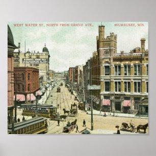 Poster St occidental de l'eau, cru 1908 de Milwaukee, le