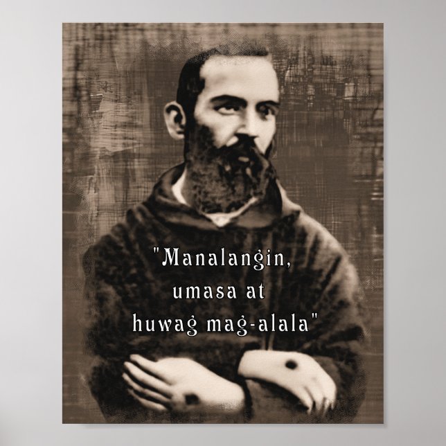 Poster St Padre Pio Catholique Saint Philippine citation (Devant)