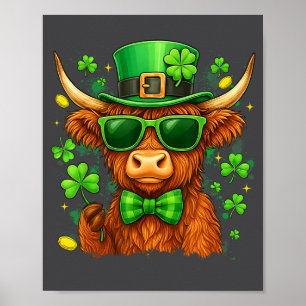 Poster St. Patrick journee drôle génisse vache trèfles ho