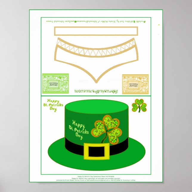Poster St Patrick Leprechaun Card Party Casquette pdf Pos (Devant)