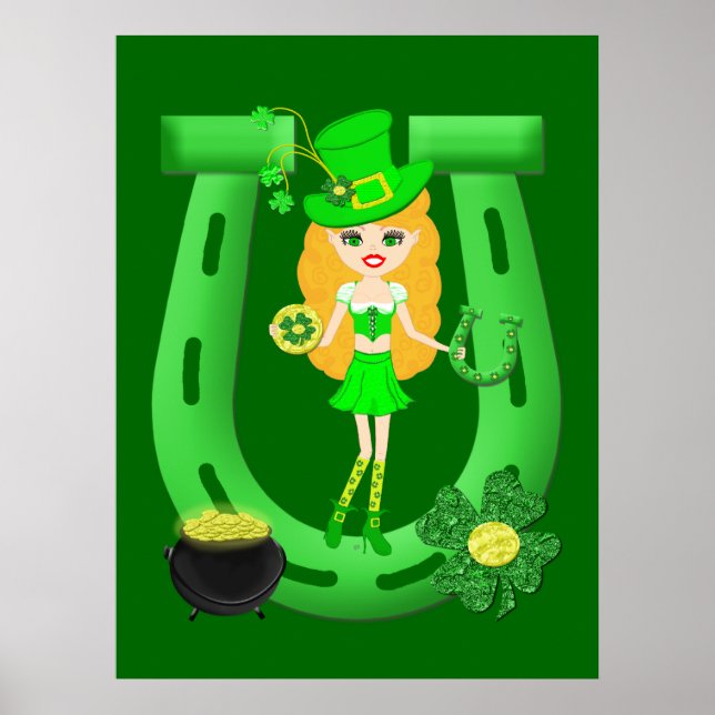 Poster St Patrick’s Day Blonde Girl Leprechaun (Devant)