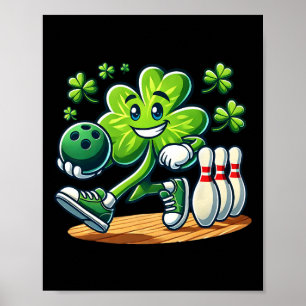 Poster St Patrick's Day Bowling Boys Girls Cute Shamrock