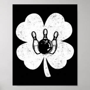 Poster St Patrick's Day Bowling Irish Shamrock Bowling Lo