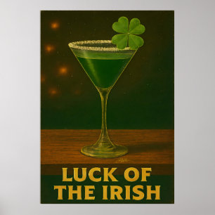 Poster St. Patrick's Day Chanceux des Irlandais Martini T