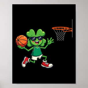 Poster St Patrick's Day Sketll Dunking Sports Hommes Garç