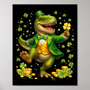 Poster St Pattys Dinosaure portant un smoking Saint Irlan