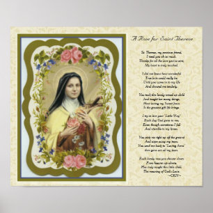 Poster St personnalisable Therese peu de poème de fleur
