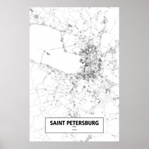Poster St Petersbourg, Russie (noir sur le blanc)
